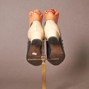 1960s Navy and White Oxford Wingtip Saddle Shoes Heels